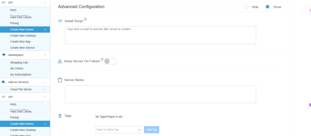 Advance server configuration setup